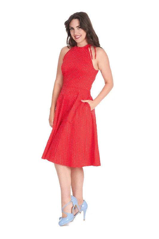 Plus size velvet holiday dress for a luxurious feelHattie Halter Spot Dress