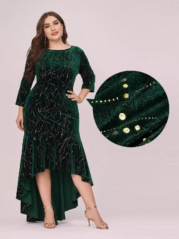 Plus size bodycon dress with stretchy fabric for confidenceElegant Plus Size Bodycon High-Low Velvet Party Dress Plus size bodycon dress with stretchy fabric for confidenceElegant Plus Size Bodycon High-Low Velvet Party Dress