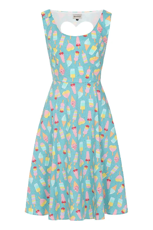 Plus size bohemian - style midi dress for a casual - chic lookIce Cream Heart Back Dress Plus size bohemian - style midi dress for a casual - chic lookIce Cream Heart Back Dress