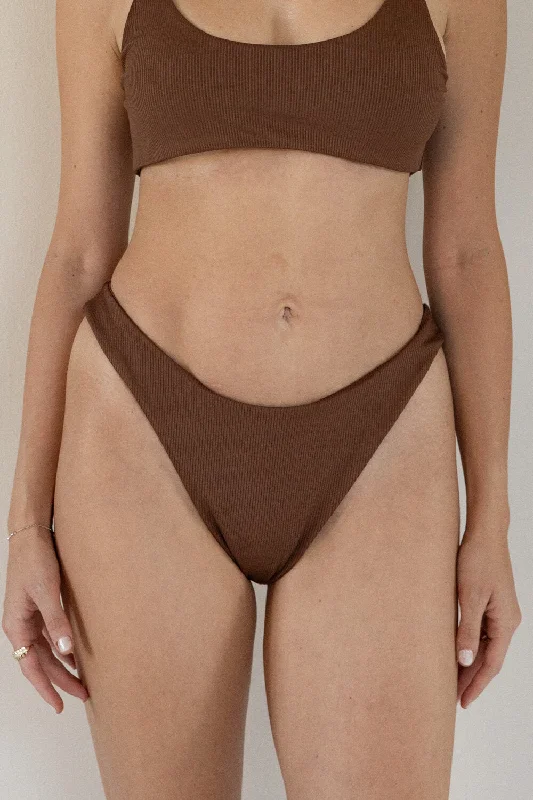 Sports bikini for high - intensity water activities like surfingThe Sleek Scrunch Bottoms - Ribbed Espresso Sports bikini for high - intensity water activities like surfingThe Sleek Scrunch Bottoms - Ribbed Espresso