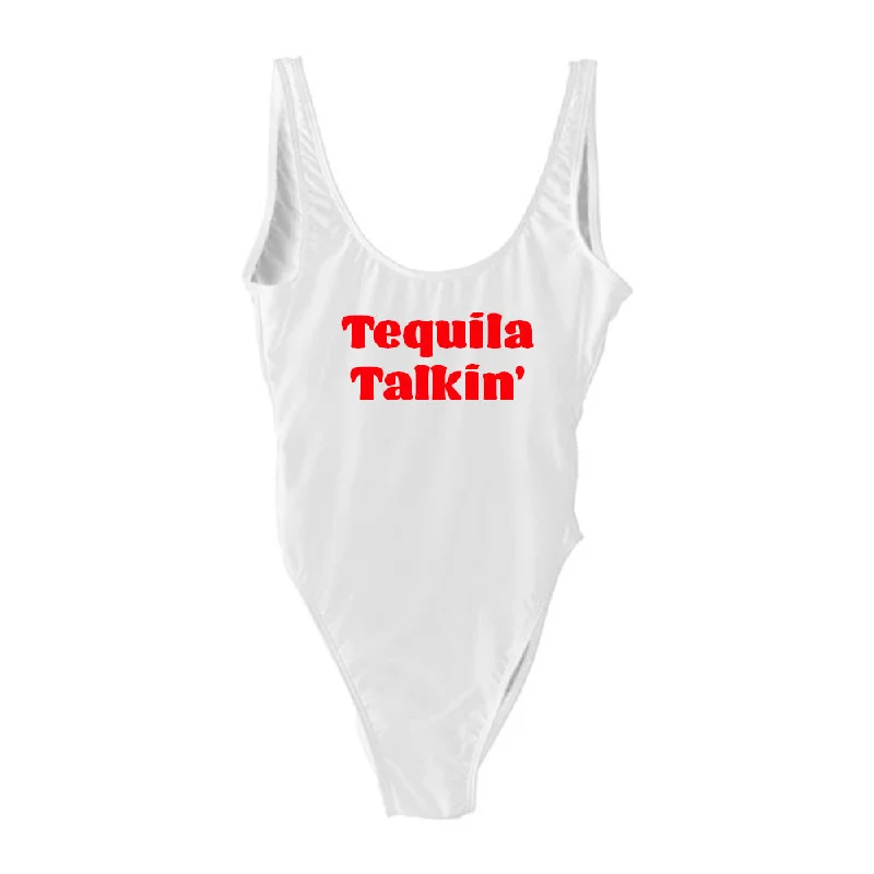 Plus Size Women's Striped One - Pieces in Navy and White for a Nautical - Inspired EnsembleTEQUILA TALKIN' // NEW FONT [SWIMSUIT]