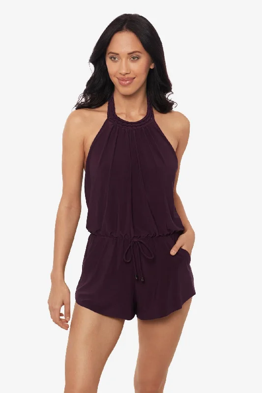Plus Size Women's Wrap - Style One - Pieces in Burgundy with Belt for a Figure - Flattering OptionPiper One Piece Romper Swimsuit Plus Size Women's Wrap - Style One - Pieces in Burgundy with Belt for a Figure - Flattering OptionPiper One Piece Romper Swimsuit