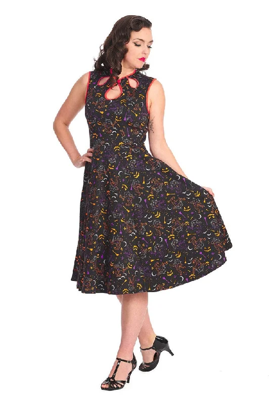 Plus size sleeveless sheath dress for work or eventsAll Hallows Cat Dress