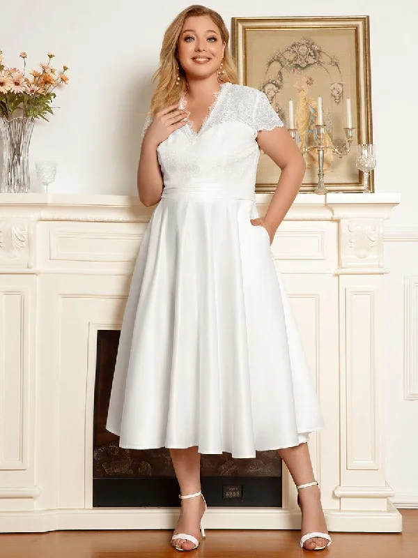 Plus size halter - neck beach dress for a breezy vacationPlus Size Romantic V-neck Lace Bodice A-line Cocktail Dress Plus size halter - neck beach dress for a breezy vacationPlus Size Romantic V-neck Lace Bodice A-line Cocktail Dress