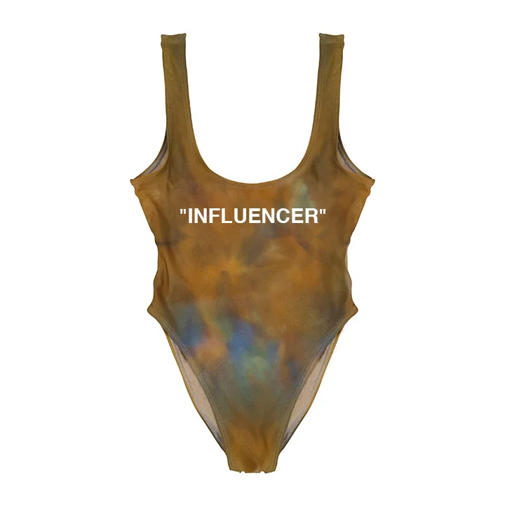 Women's Metallic One - Pieces in Silver for a Shiny and Eye - Catching Night Outfit"INFLUENCER" COPPER BLUE TIE DYE [ 1/1 CUSTOM X @BIGMOOD SWIMSUIT]