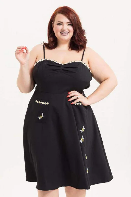 Plus size button - front denim dress for a casual and durable optionBee Black Flared Dress Plus Size Plus size button - front denim dress for a casual and durable optionBee Black Flared Dress Plus Size