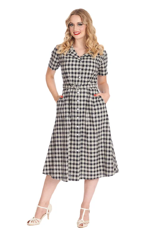 Plus size printed maxi dress with pockets for added convenienceCherry Check Dress