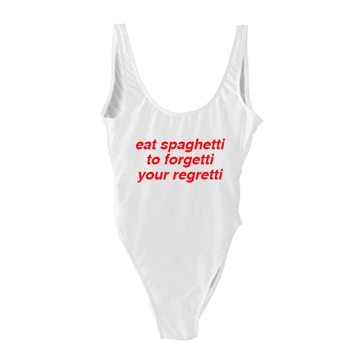 Women's Plaid Patterned One - Pieces in Red and Black for a Classic Fall Lookeat spaghetti to forgetti your regretti  [SWIMSUIT]
