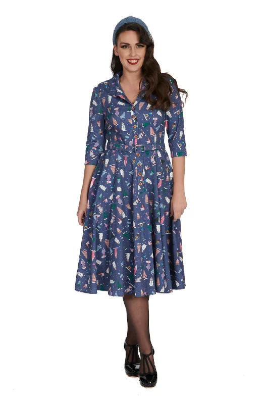 Plus size high - low hem dress for a modern and stylish touchSki Snow Season Button Dress Plus size high - low hem dress for a modern and stylish touchSki Snow Season Button Dress