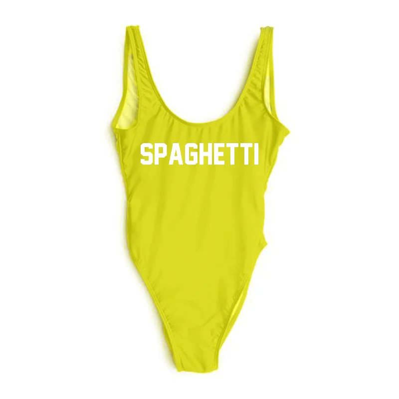 Women's Long - Length One - Pieces in Gray with Asymmetric Hem for a Contemporary and Fashionable LookSPAGHETTI [SWIMSUIT]