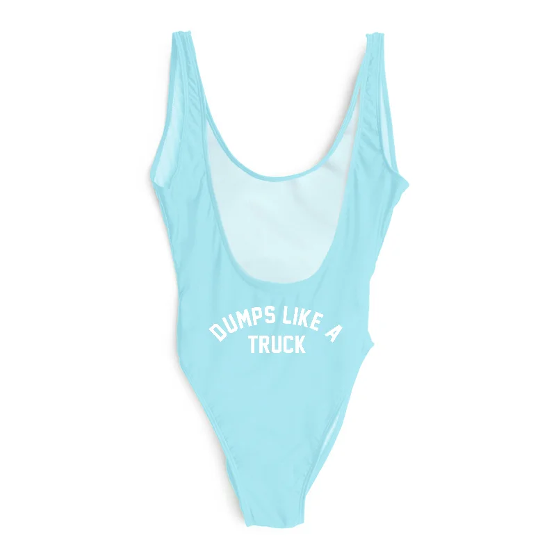 Women's Sleeveless One - Pieces in Yellow with Floral Appliques for a Cheerful and Spring - Like LookDUMPS LIKE A TRUCK // BUTT PRINT [SWIMSUIT]