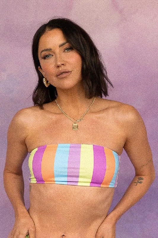 Monokini - style bikini with a unique one - piece - meets - bikini designThe Bandeau - Rainbow Stripe Monokini - style bikini with a unique one - piece - meets - bikini designThe Bandeau - Rainbow Stripe