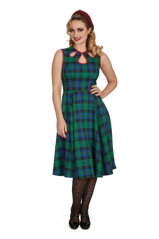 Plus size velvet holiday dress for a luxurious feelWinter Check Flare Dress