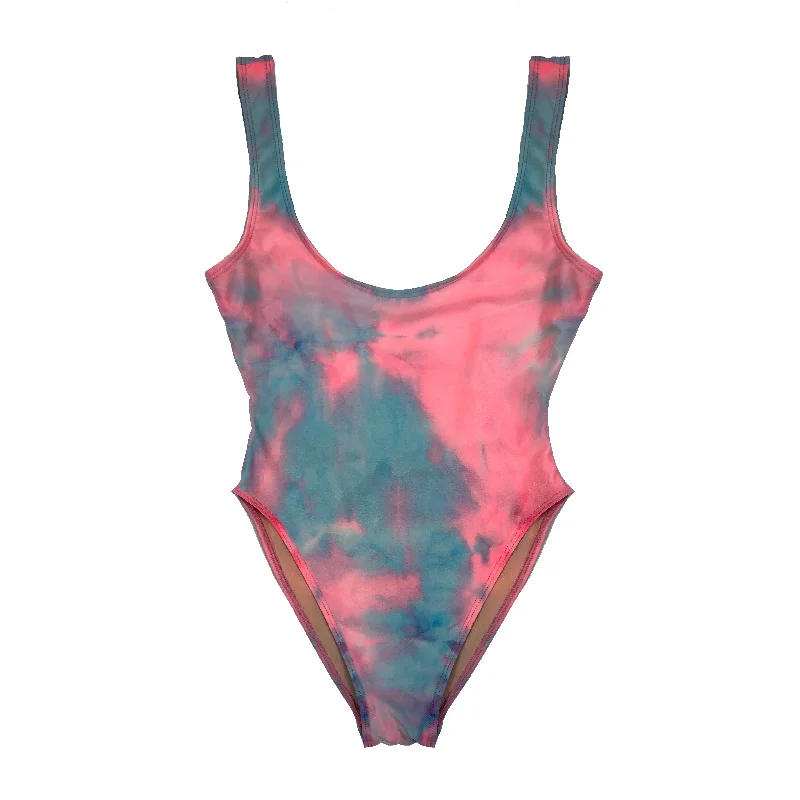 Plus Size Women's Button - Down One - Pieces in Light Blue for a Casual and Comfortable Day OutTIE DYE BLANK [SWIMSUIT]