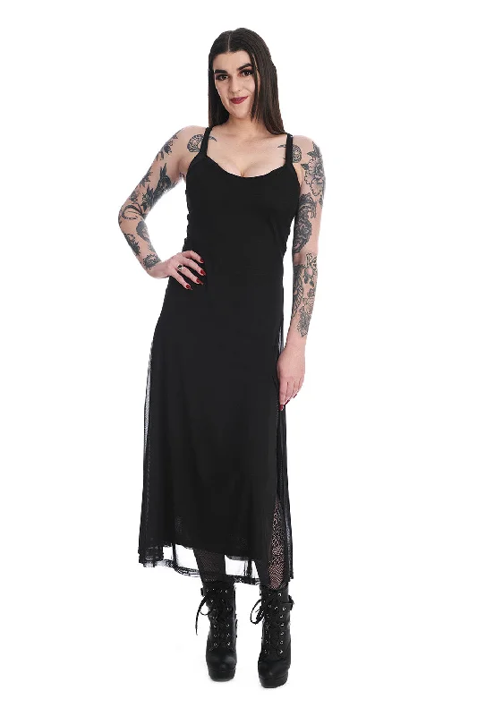Plus size printed maxi dress with pockets for added convenienceAraxiel Mesh Dress