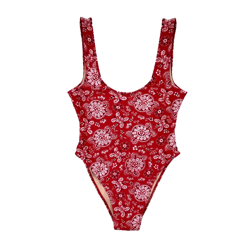 Women's Cut - Out One - Pieces in Black with Geometric Shapes for a Modern and Edgy StyleBANDANA BLANK [SWIMSUIT]