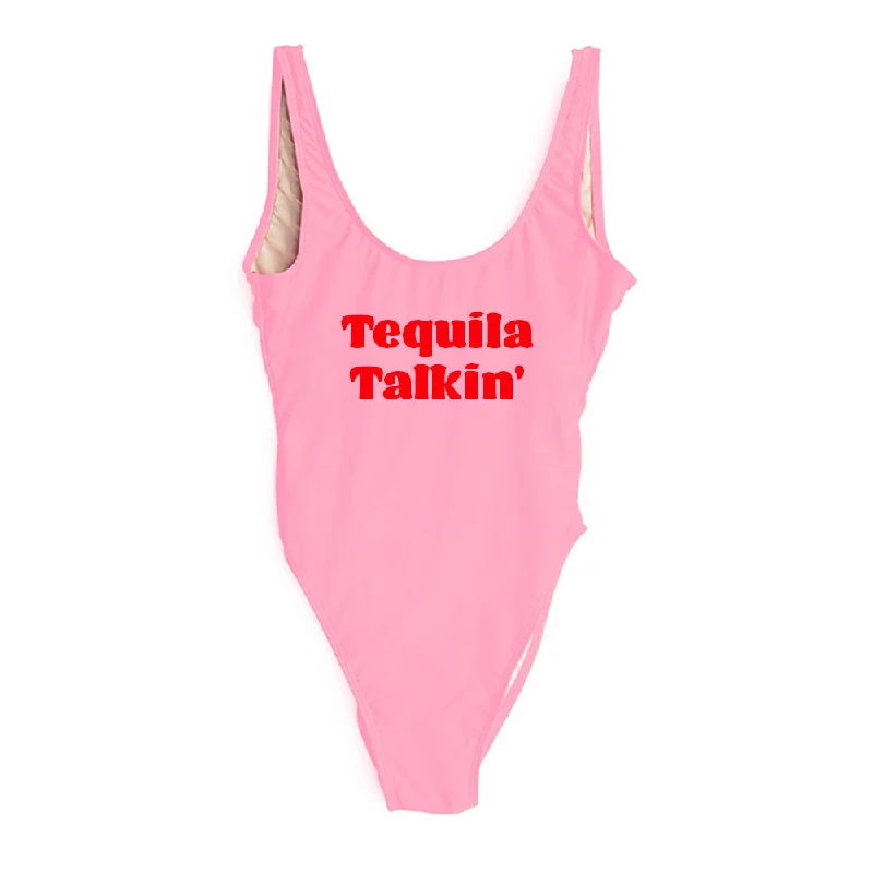 Plus Size Women's Floral Print Maxi One - Pieces in Multicolor for a Spring Garden PartyTEQUILA TALKIN' // NEW FONT [SWIMSUIT]