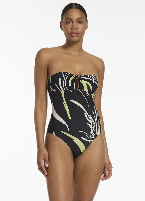 Women's Sleeveless Backless One - Pieces in Black with Cut - Out Details for a Sexy Beach LookCatalina Moulded Bandeau One Piece - Black Women's Sleeveless Backless One - Pieces in Black with Cut - Out Details for a Sexy Beach LookCatalina Moulded Bandeau One Piece - Black