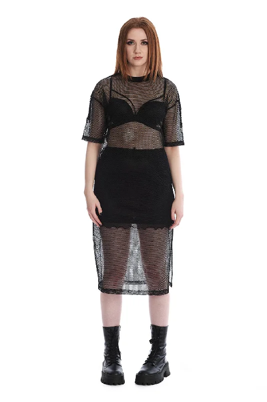 Plus size high - low hem dress for a modern and stylish touchWanda Fishnet Dress