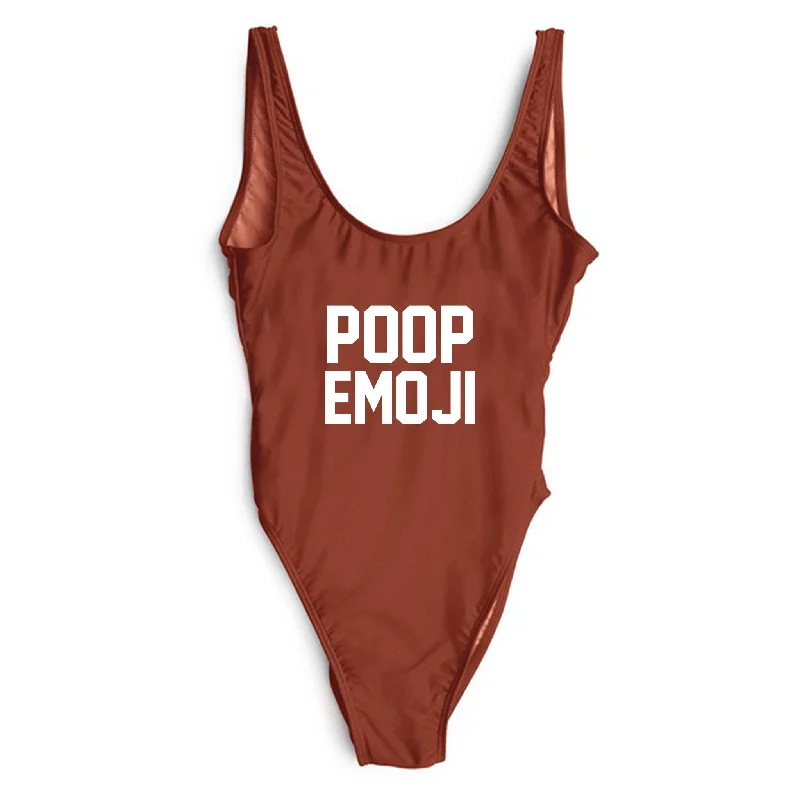 Plus Size Women's Ruffled Hem One - Pieces in Pink for a Feminine and Flirty Summer OutfitPOOP EMOJI  [SWIMSUIT]