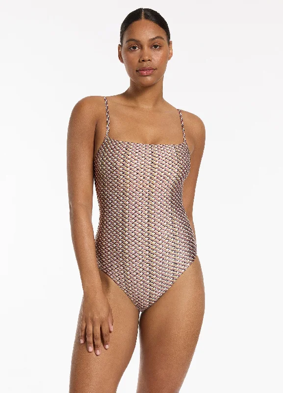 Women's Sheer Paneled One - Pieces in White for a Delicate and Elegant Evening AppearanceInfinity Minimal Tank One Piece - Kelp Women's Sheer Paneled One - Pieces in White for a Delicate and Elegant Evening AppearanceInfinity Minimal Tank One Piece - Kelp