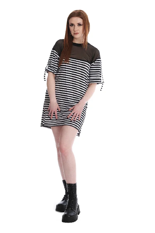 Plus size velvet holiday dress for a luxurious feelBelinda Striped T-shirt Dress
