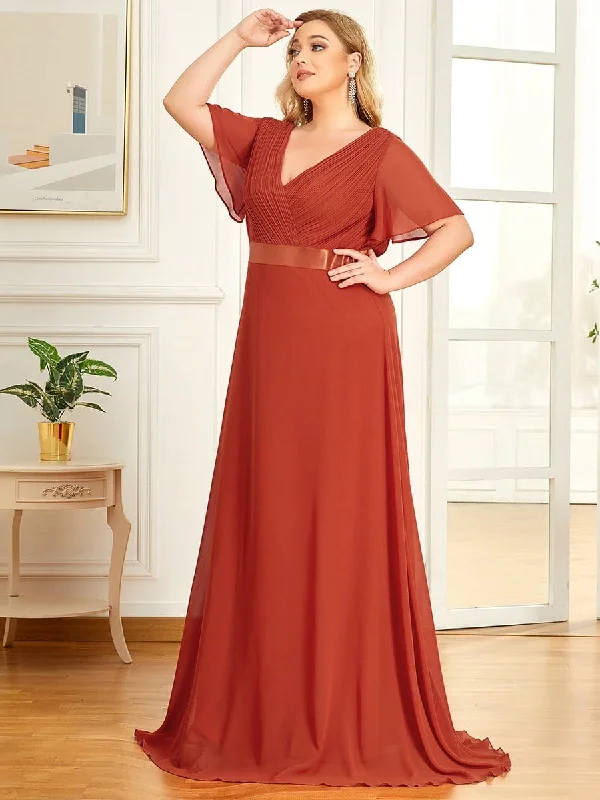 Plus size velvet holiday dress for a luxurious feelPlus Size Empire Waist Evening Dress with Short Sleeves Plus size velvet holiday dress for a luxurious feelPlus Size Empire Waist Evening Dress with Short Sleeves