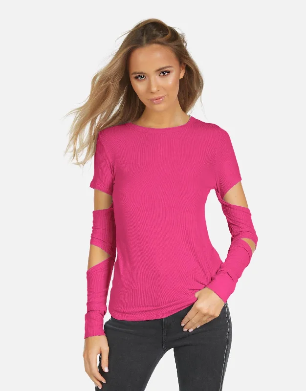 Cropped Women Long Sleeve Top to Pair with High - Waisted BottomsGranger LE Slit Sleeve Cropped Women Long Sleeve Top to Pair with High - Waisted BottomsGranger LE Slit Sleeve