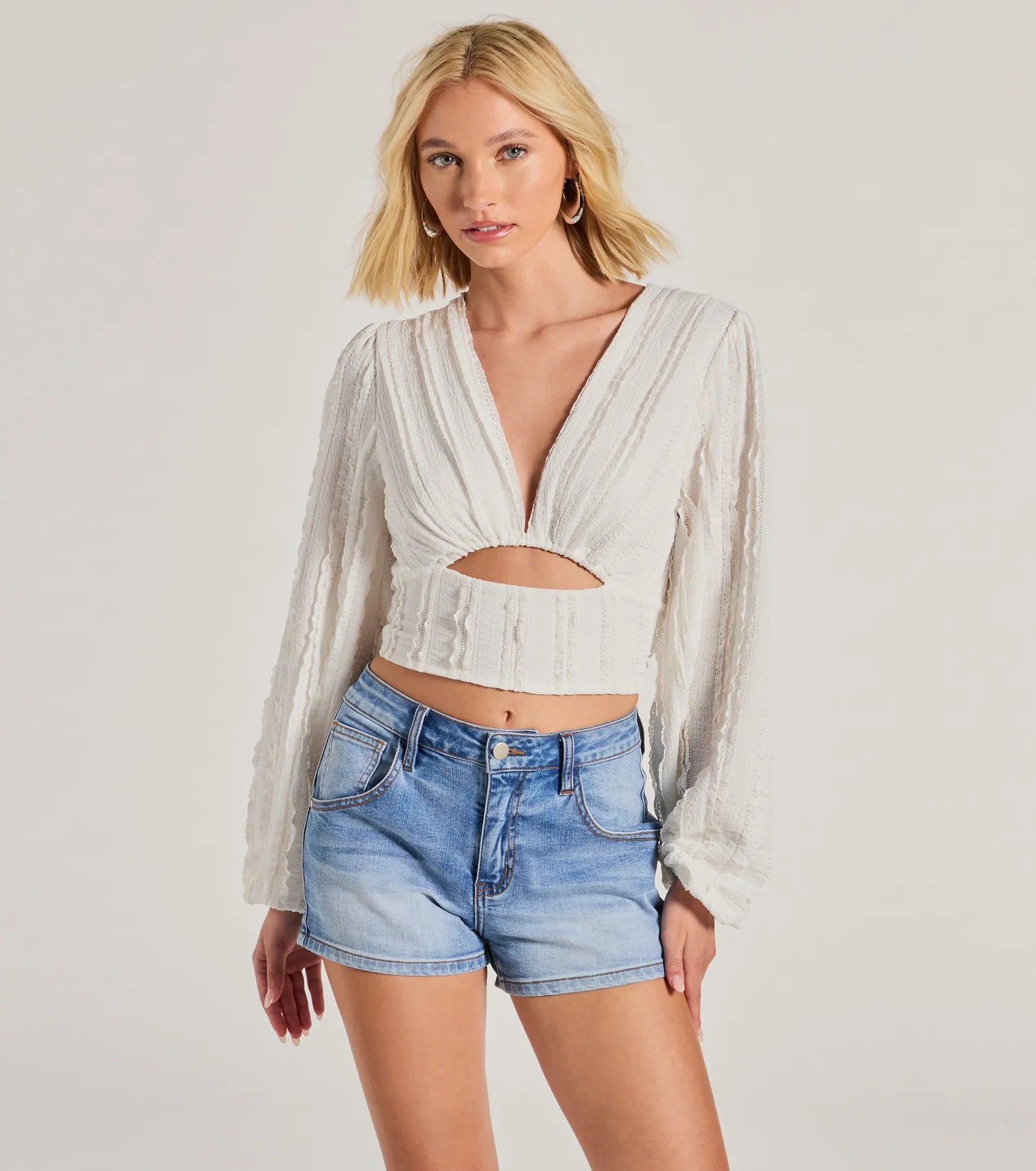 Cable - Knit Women Long Sleeve Top with a Cozy TextureRomance Awaits Long Sleeve Ruffle Lace Trim Crop Top Cable - Knit Women Long Sleeve Top with a Cozy TextureRomance Awaits Long Sleeve Ruffle Lace Trim Crop Top
