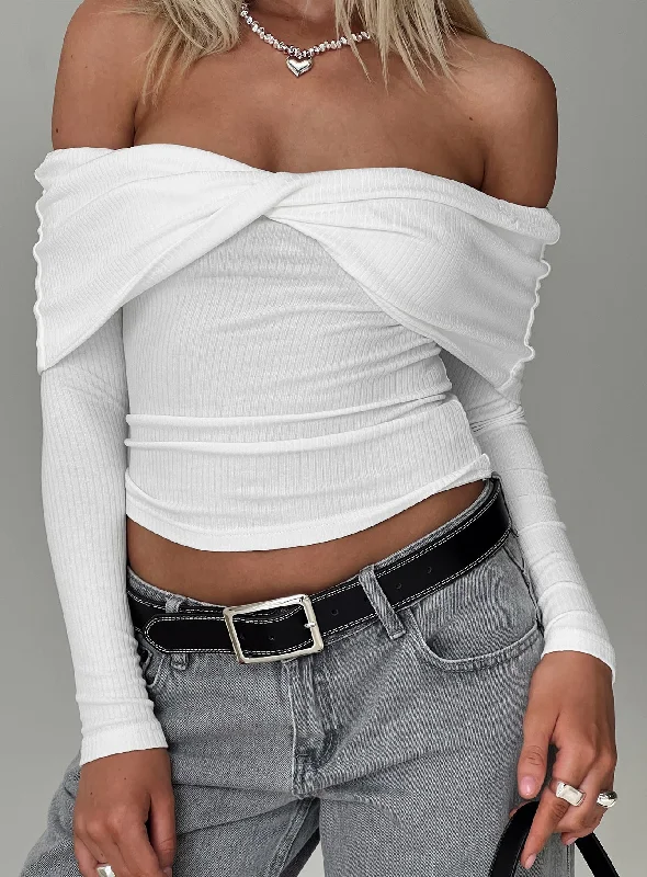Lace - Trimmed Women Long Sleeve Top for an Elegant LookMyrina Long Sleeve Top White Lace - Trimmed Women Long Sleeve Top for an Elegant LookMyrina Long Sleeve Top White