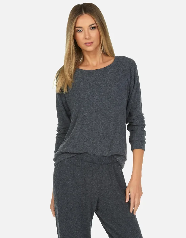 Organic Cotton Women Long Sleeve Top for Eco - Friendly ComfortKenny Core Pullover Heather Black Organic Cotton Women Long Sleeve Top for Eco - Friendly ComfortKenny Core Pullover Heather Black