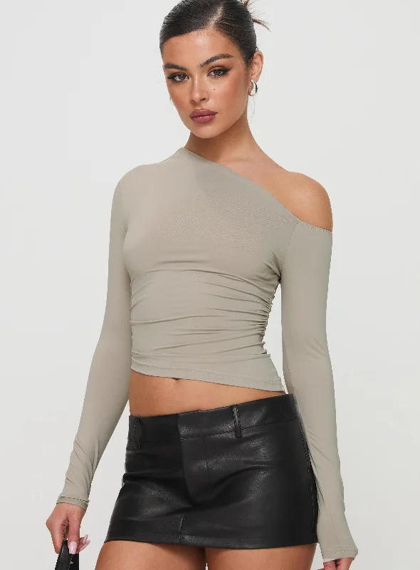 Mock Neck Women Long Sleeve Top for a Modern AestheticUnplugged Long Sleeve Top Grey Mock Neck Women Long Sleeve Top for a Modern AestheticUnplugged Long Sleeve Top Grey