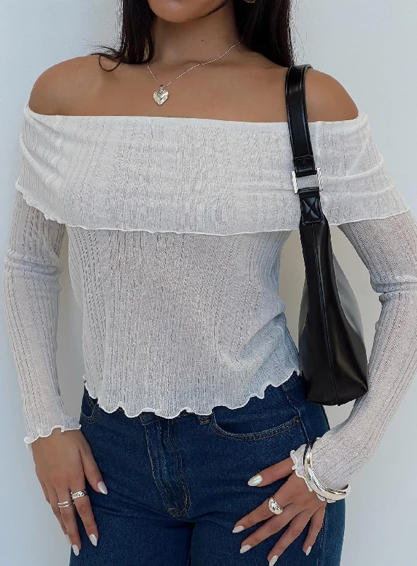 Floral Printed Women Long Sleeve Top for a Romantic LookAlluring Off The Shoulder Top White Floral Printed Women Long Sleeve Top for a Romantic LookAlluring Off The Shoulder Top White