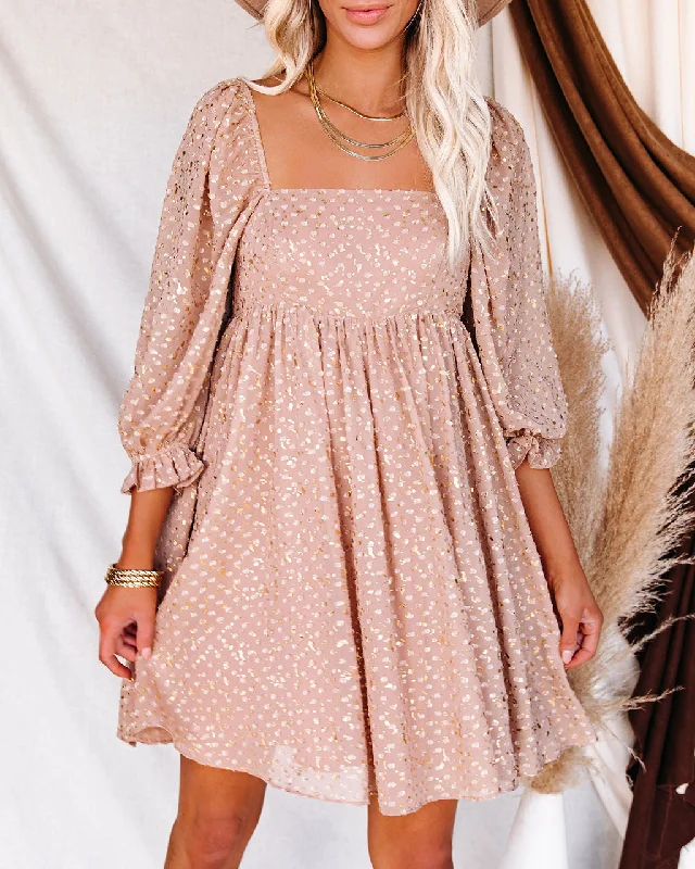 Mini dresses with wrap - around styles Bridgerton Metallic Swiss Dot Babydoll Dress