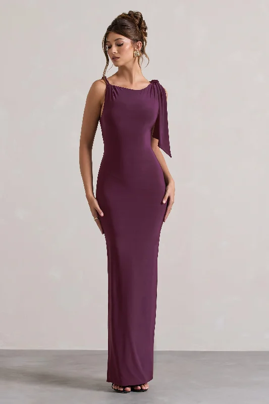 Wedding dresses with a detachable skirt for versatility Mini wedding guest dresses with glittery accents for a trendy look Kacey | Plum Twisted Knot Maxi Dress Wedding dresses with a detachable skirt for versatility Mini wedding guest dresses with glittery accents for a trendy look Kacey | Plum Twisted Knot Maxi Dress