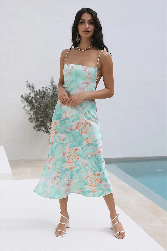 Midi dresses with lace - up fronts for a unique and adjustable style Crystal Clear Midi Dress Green Midi dresses with lace - up fronts for a unique and adjustable style Crystal Clear Midi Dress Green