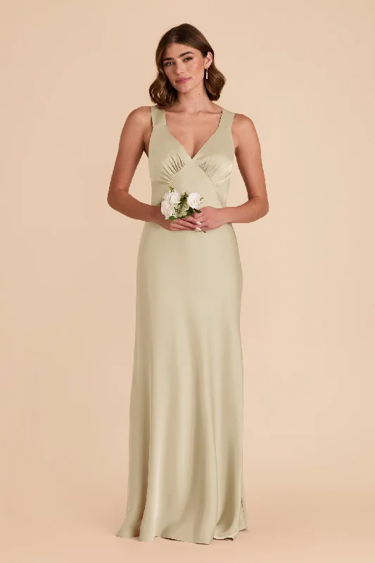 Short sleeve maternity sundress for summer Veronica Matte Satin Dress - Prosecco