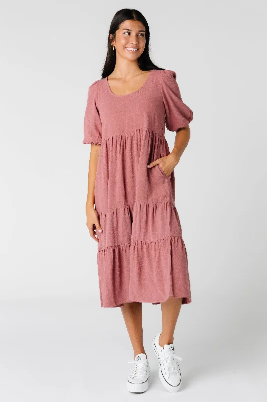 Maxi - inspired midi dresses with flowing fabrics for a beachy vibe Brass & Roe Linen Scoop Neck Dress Maxi - inspired midi dresses with flowing fabrics for a beachy vibe Brass & Roe Linen Scoop Neck Dress