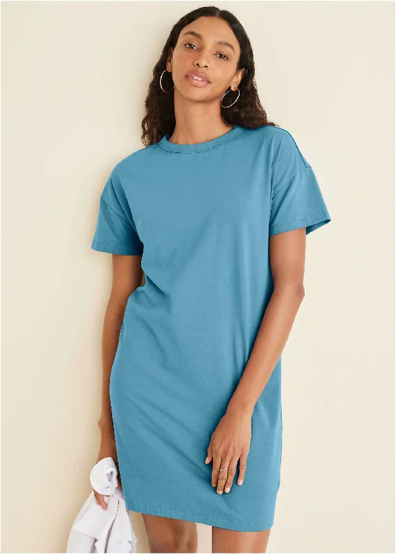 Mini dresses with one - shoulder designs T-Shirt Dress - Blue
