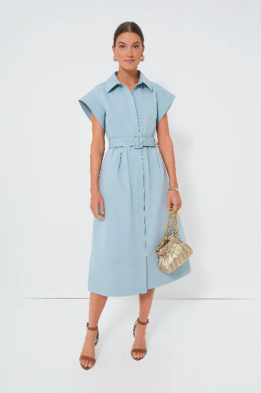 Midi dresses with sheer panels for a touch of allure Slate Blue Chloe Dress