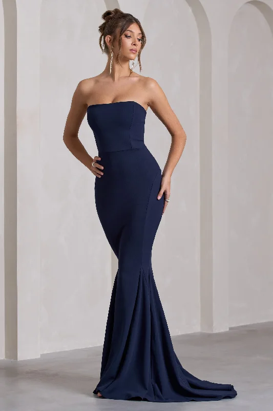 V - neck organza wedding dresses for a romantic touch One - shoulder wedding guest dresses with beaded details Impress Me | Navy Strapless Bandeau Fishtail Maxi Dress V - neck organza wedding dresses for a romantic touch One - shoulder wedding guest dresses with beaded details Impress Me | Navy Strapless Bandeau Fishtail Maxi Dress