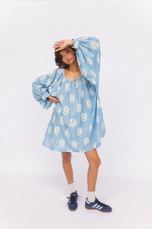 Mini dresses with ruched bodices for a feminine touch Ria Mini Dress ~ Sky