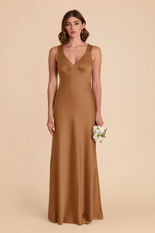 Maternity dress for a baby's first visit to the water garden Veronica Matte Satin Dress - Copper Maternity dress for a baby's first visit to the water garden Veronica Matte Satin Dress - Copper