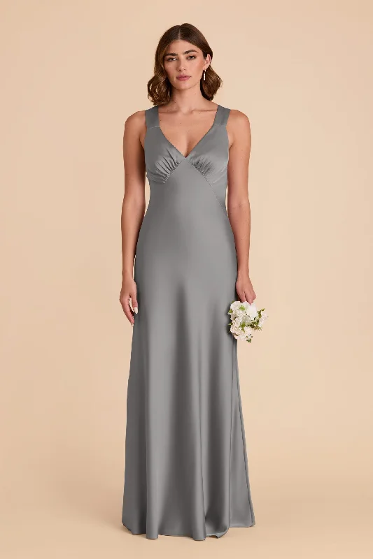 Maternity dress for a city sightseeing trip Veronica Matte Satin Dress - Silver