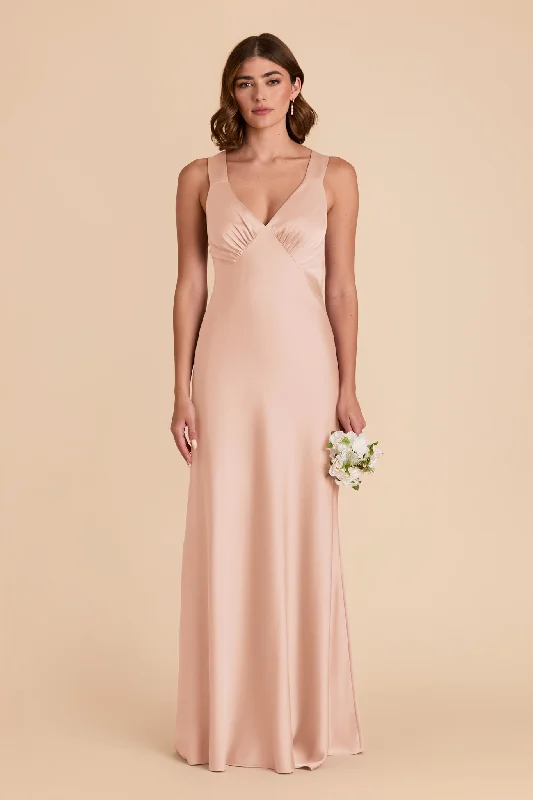 Maternity dress for a family photoshoot Veronica Matte Satin Dress - Rose Gold