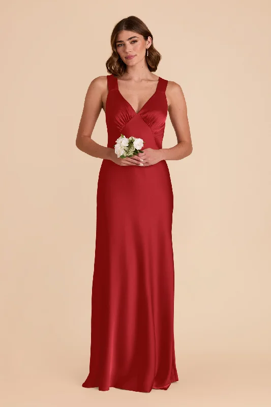 Maternity dress for a tea party Veronica Matte Satin Dress - Ruby Red