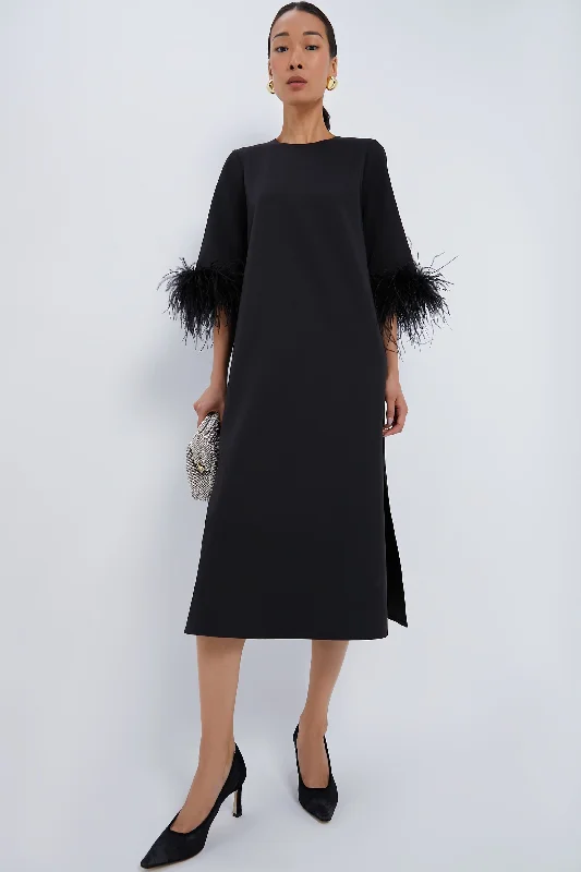 Midi dresses with ruffled bodices for a more pronounced feminine look Black Feather Jamie Dress Midi dresses with ruffled bodices for a more pronounced feminine look Black Feather Jamie Dress