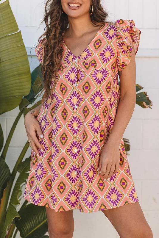 Midi dresses with pleated bodices for a classic and tailored look Geometric Ruffle Sleeve Mini Dress Midi dresses with pleated bodices for a classic and tailored look Geometric Ruffle Sleeve Mini Dress