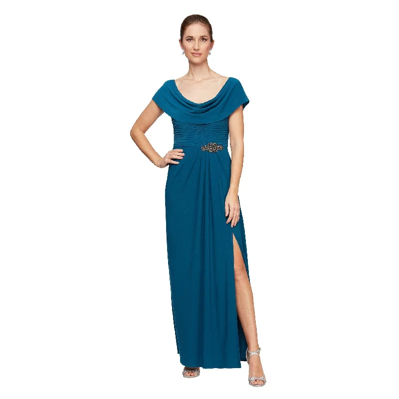 Maternity dress for a dinner date with partner Alex Evenings AE81351491 Long Formal Pleated Dress Maternity dress for a dinner date with partner Alex Evenings AE81351491 Long Formal Pleated Dress