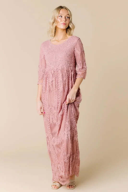Midi dresses with tassel accents for a bohemian and free - spirited style Cameo Lace Dress - Dark Mauve Midi dresses with tassel accents for a bohemian and free - spirited style Cameo Lace Dress - Dark Mauve